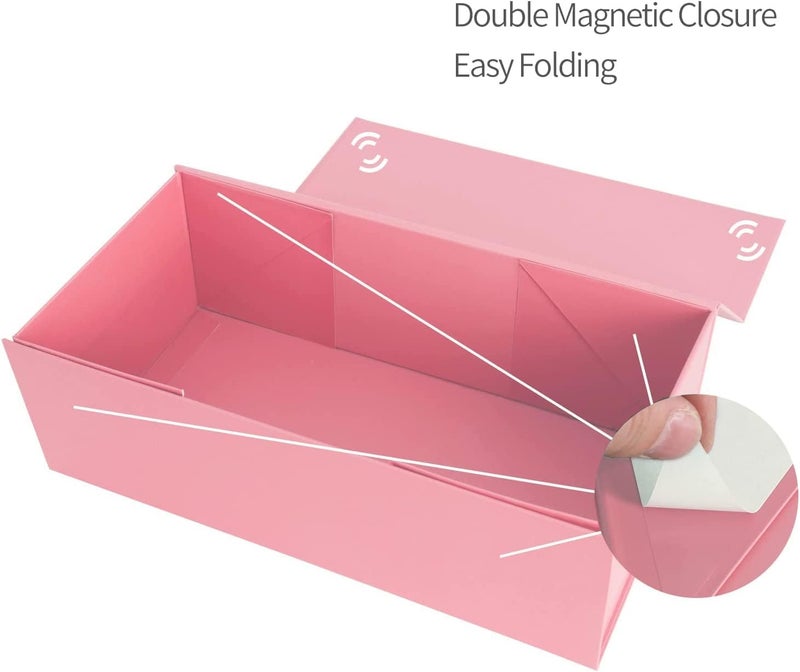 ROSTELACK Pink Gift Box 12" x 6" x 4" with Magnetic Closure Lid Gifts Boxe for Presents,Bridesmaid Gifts Boxes,Cute Box,Birthday Gift Boxe,Luxury for Gifts Packaging, Magnetic Gift Boxes for Wrapping Gifts (Pink) - Image 3